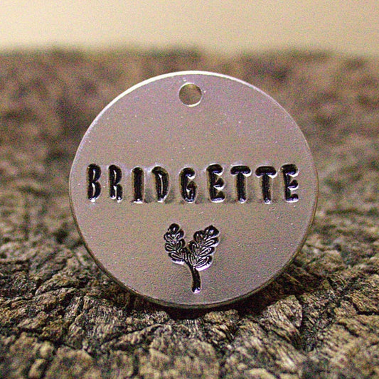 Bridgette Pet Tag with Leaves or Fern design (32 mm)