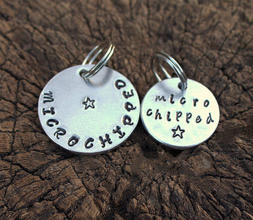 Personalised Microchipped Pet Tag – Hand Stamped Aluminum (Small or Large)