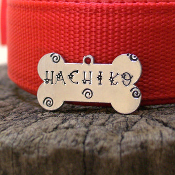 Hachiko Dog Name Tag - Bone Shape